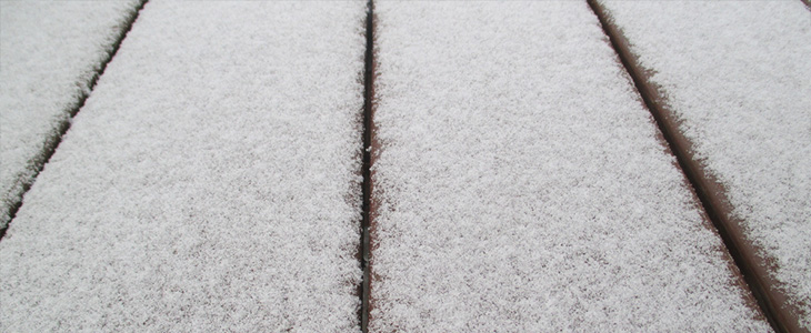  snow covered deck boards