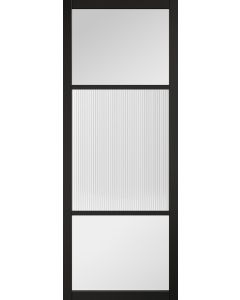 LPD Black Sutton Reeded Glazed Door