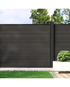 Charcoal - 0.9m Composite Fence Panel Kit With Aluminium Posts (Below Ground)