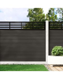 Charcoal - 1.2m Composite Fence Panel Kit For Concrete Posts plus Linear Decorative screen