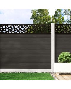 Charcoal - 1.5m Composite Fence Panel Kit For Concrete Posts plus Pebble Decorative screen