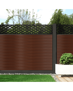 Coffee - 0.6m Composite Fence Panel Kit With Aluminium Posts (Above Ground) plus Diamond Decorative screen, Slatted 