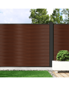 Coffee - 0.9m Composite Fence Panel Kit With Aluminium Posts (Above Ground), Slatted 