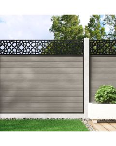 Cool Grey - 1.2m Composite Fence Panel Kit For Concrete Posts plus Moroccan Decorative screen