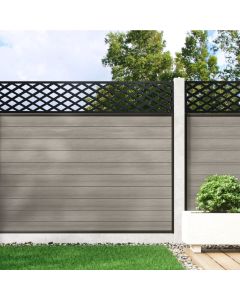 Cool Grey - 1.5m Composite Fence Panel Kit For Concrete Posts plus Diamond Decorative screen