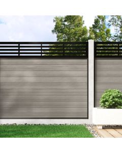 Cool Grey - 1.2m Composite Fence Panel Kit For Concrete Posts plus Linear Decorative screen