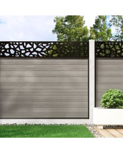 Cool Grey - 1.2m Composite Fence Panel Kit For Concrete Posts plus Pebble Decorative screen