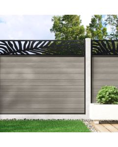 Cool Grey - 1.5m Composite Fence Panel Kit For Concrete Posts plus Palm Decorative screen