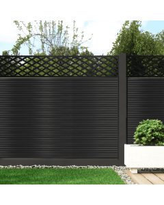 Graphite - 0.9m Composite Fence Panel Kit With Aluminium Posts (Above Ground) plus Diamond Decorative screen, Slatted 