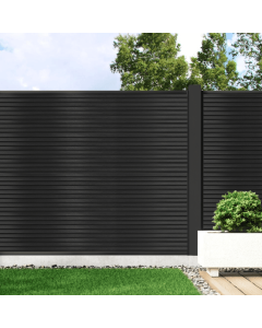 Graphite - 1.2m Composite Fence Panel Kit With Aluminium Posts (Below Ground), Slatted 