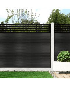 Graphite - 1.8m Composite Fence Panel Kit For Concrete Posts plus Linear Decorative screen, Slatted 