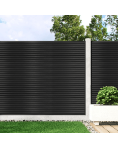 Graphite - 2.4m Composite Fence Panel Kit For Concrete Posts, Slatted 