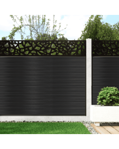 Graphite - 0.9m Composite Fence Panel Kit For Concrete Posts plus Pebble Decorative screen, Slatted 