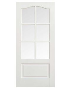 LPD Internal White Primed Smooth Glazed Kent 6 light Door with Bevelled Glass