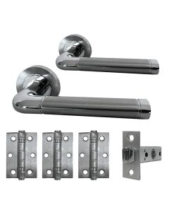 Phoenix Nickel/Brushed Chrome Complete Door Handle Set