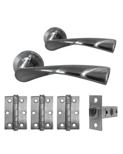 Lucerne Nickel Brushed Complete Door Handle Set