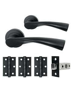 Isora Matt Black Complete Door Handle Set