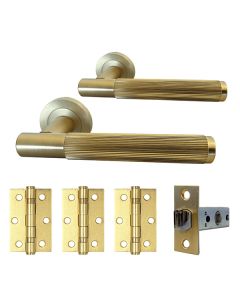 Evora Satin Gold Complete Door Handle Set