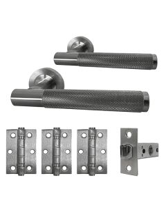 Elize Nickel Brushed/Chrome Complete Door Handle Set