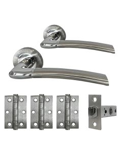 Lima Nickel Brushed /Chrome Complete Door Handle Set