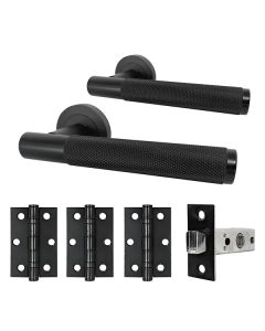 Lucia Matt Black Complete Door Handle Set
