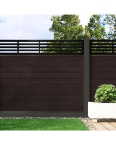 Mocha - 0.6m Composite Fence Panel Kit With Aluminium Posts (Below Ground) plus Linear Decorative screen
