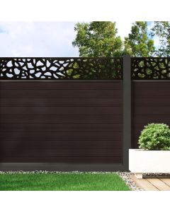 Mocha - 1.5m Composite Fence Panel Kit With Aluminium Posts (Below Ground) plus Pebble Decorative screen