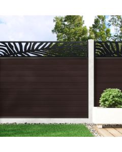 Mocha - 1.2m Composite Fence Panel Kit For Concrete Posts plus Palm Decorative screen