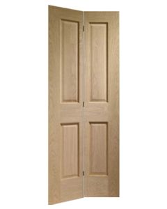 Made to Measure Bi-Fold Oak 4 Panel Door Including Track Kit