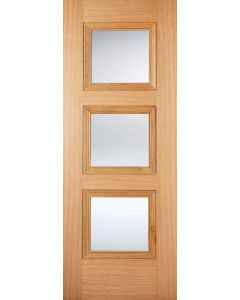 LPD Internal Pre-Finished Oak Amsterdam 3 Light Clear Glazed Door