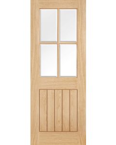 LPD Internal Oak Belize 4 Light With Clear Bevelled Glass Door