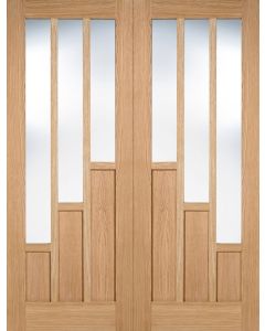 LPD Internal Un-Finished Oak Coventry Glazed 3L Pair with Clear Glass
