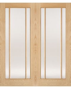 LPD Internal Pairs Oak Lincoln Clear Glass Door