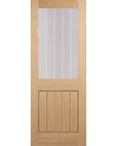 LPD Internal Prefinished Oak Mexicano 1 Light With Silkscreen Glass (Half Light) Fd30 Fire Door