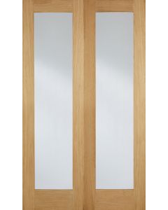 LPD Internal Pairs Oak Pattern 20 With Clear Glass Door