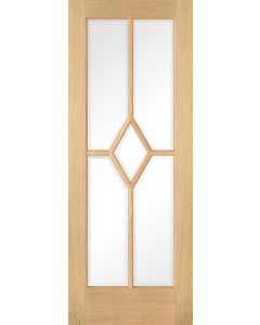 LPD Internal Reims (Diamond) Clear Bevelled Glass Oak Prefinished Door