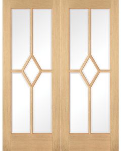 LPD Internal Pairs Reims (Diamond) Bevelled Glass Oak Prefinished Door