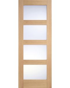 LPD Internal Oak Shaker 4L Frosted Glass Prefinished Door