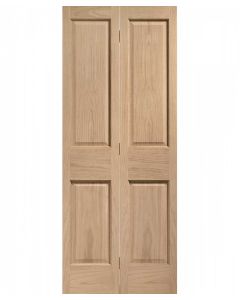 XL Internal Oak Un-finished Victorian 4 Panel Bi-fold Door Complete with Track