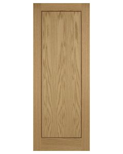 Internal fully finished 1 panel oak door with walnut inlay