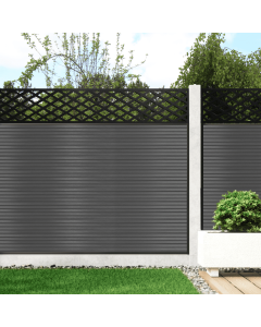 Slate Grey - 0.9m Composite Fence Panel Kit For Concrete Posts plus Diamond Decorative screen, Slatted 