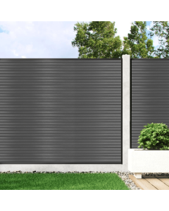 Slate Grey - 1.8m Composite Fence Panel Kit For Concrete Posts, Slatted 