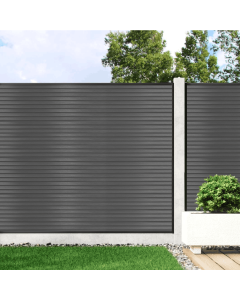 Slate Grey - 1.5m Composite Fence Panel Kit For Concrete Posts, Slatted 