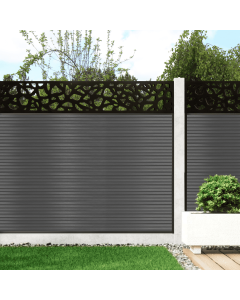 Slate Grey - 0.9m Composite Fence Panel Kit For Concrete Posts plus Pebble Decorative screen, Slatted 