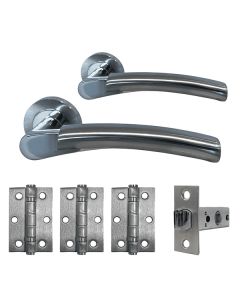 Vista Nickel Brushed /Chrome Complete Door Handle Set