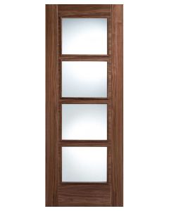 Internal Walnut Vancouver 4 Light Clear Glazed Pre-finished Door