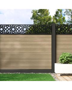 Warm Sand - 1.8m Composite Fence Panel Kit With Aluminium Posts (Above Ground) plus Moroccan Decorative screen