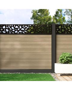 Warm Sand - 0.9m Composite Fence Panel Kit With Aluminium Posts (Above Ground) plus Pebble Decorative screen