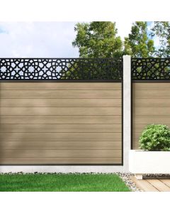Warm Sand - 1.5m Composite Fence Panel Kit For Concrete Posts plus Moroccan Decorative screen