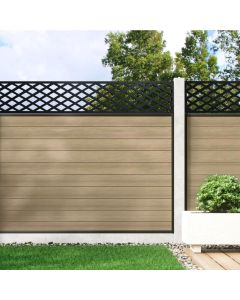Warm Sand - 1.2m Composite Fence Panel Kit For Concrete Posts plus Diamond Decorative screen